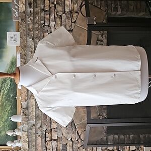 JIGOTT Korean White Short Sleeve Button Up Shirt